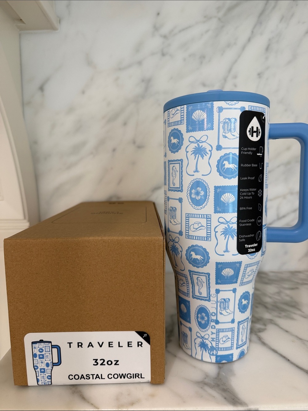 HydroJug Traveler Tumbler - Blue White